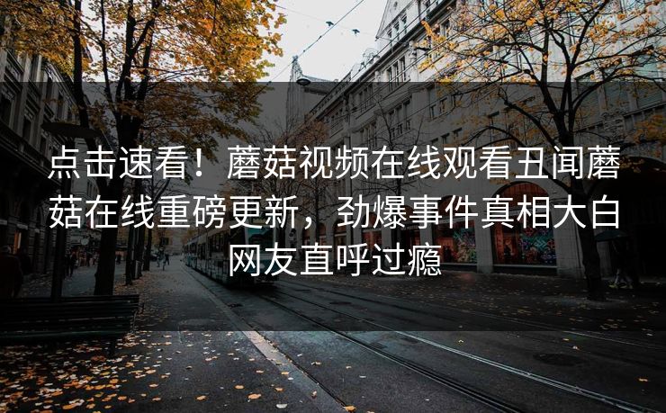 点击速看！蘑菇视频在线观看丑闻蘑菇在线重磅更新，劲爆事件真相大白网友直呼过瘾