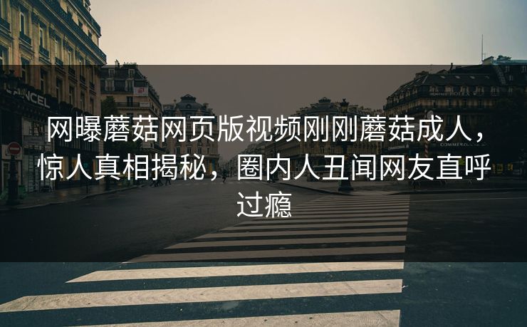 网曝蘑菇网页版视频刚刚蘑菇成人，惊人真相揭秘，圈内人丑闻网友直呼过瘾